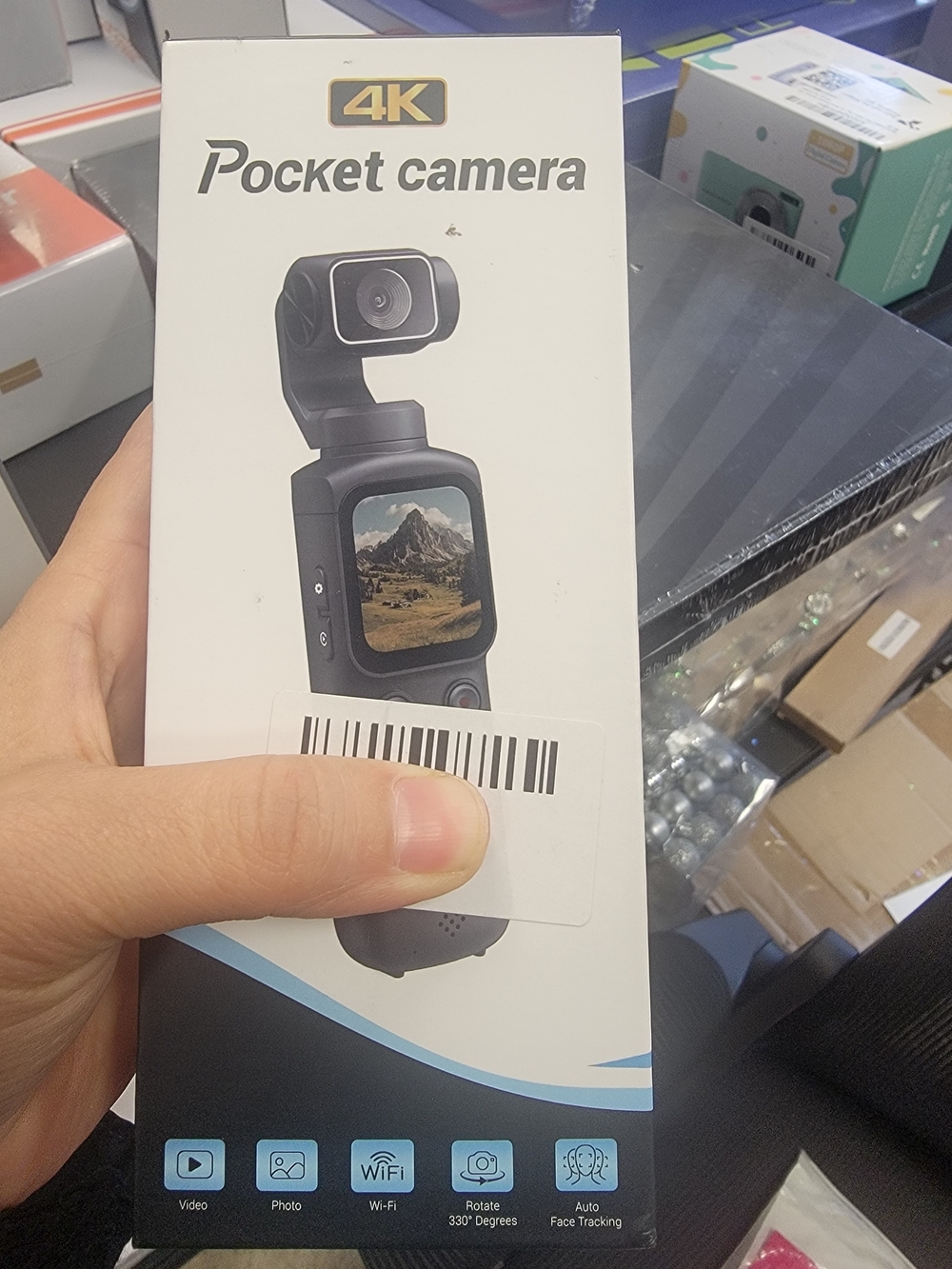 4K Pocket Camera - Black Portable Action Cam
